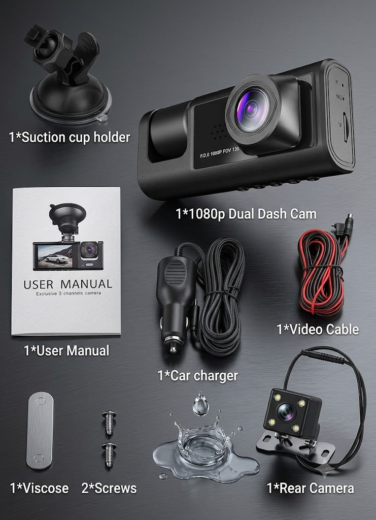 HD VEHICLE BLACKBOX DVR 3 CHANNEL VIDEO