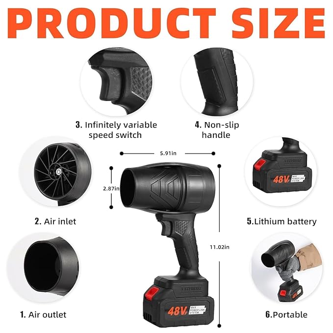 High-Power Portable Air Blower for Leaf Blowing