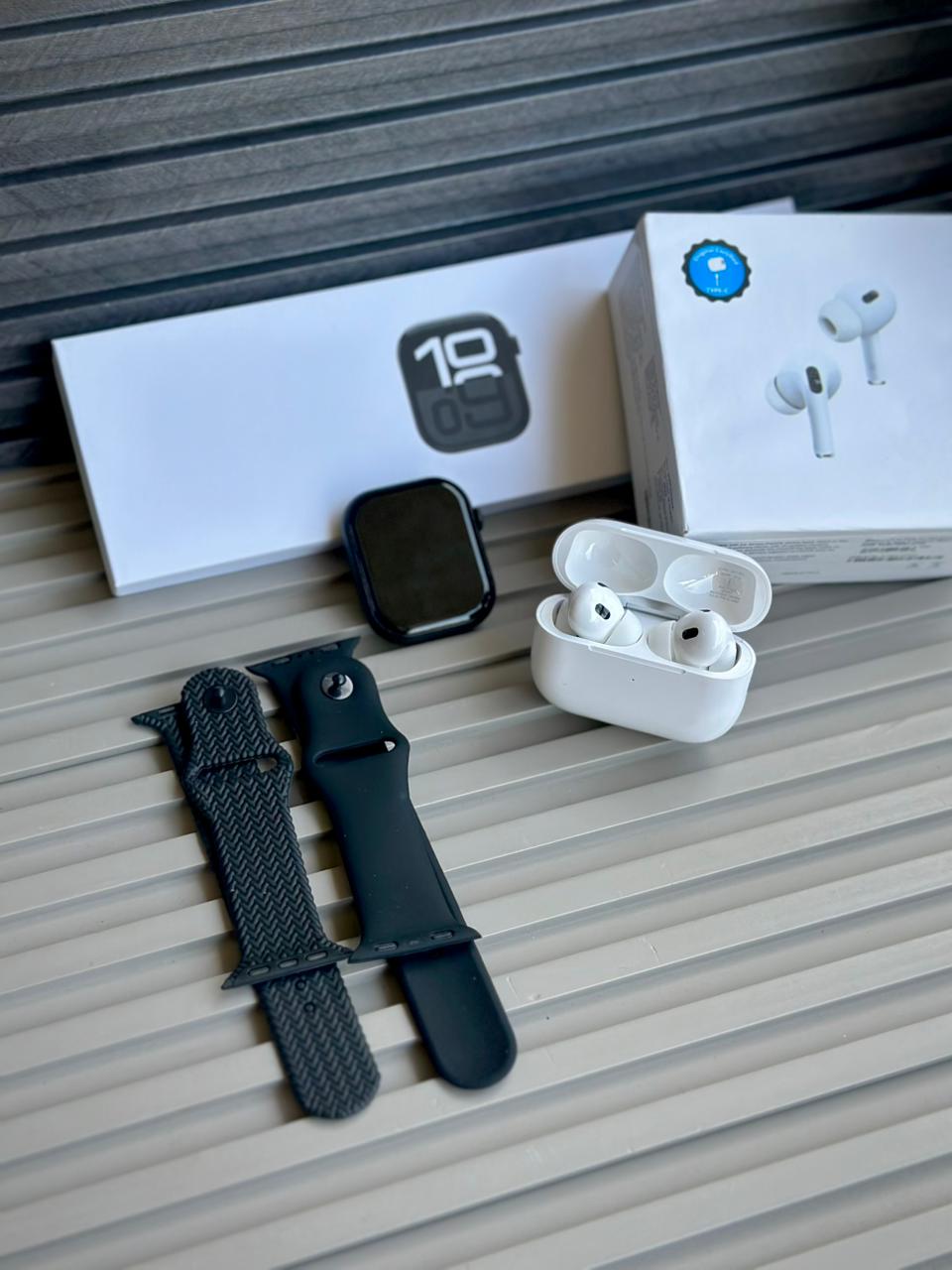 COMBO ( 1.AIRPOD PRO 2 EARBUD ,2.APPLE LOGO SERIES 10 SMARTWATCH )
