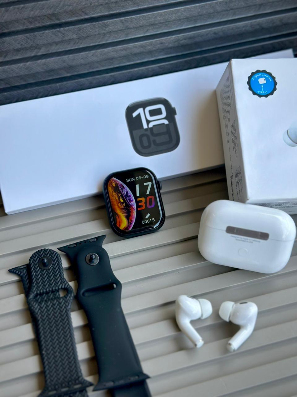 COMBO ( 1.AIRPOD PRO 2 EARBUD ,2.APPLE LOGO SERIES 10 SMARTWATCH )