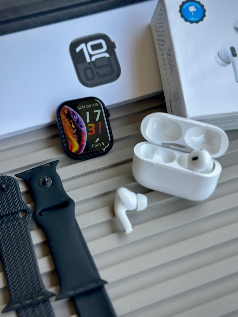 COMBO ( 1.AIRPOD PRO 2 EARBUD ,2.APPLE LOGO SERIES 10 SMARTWATCH )